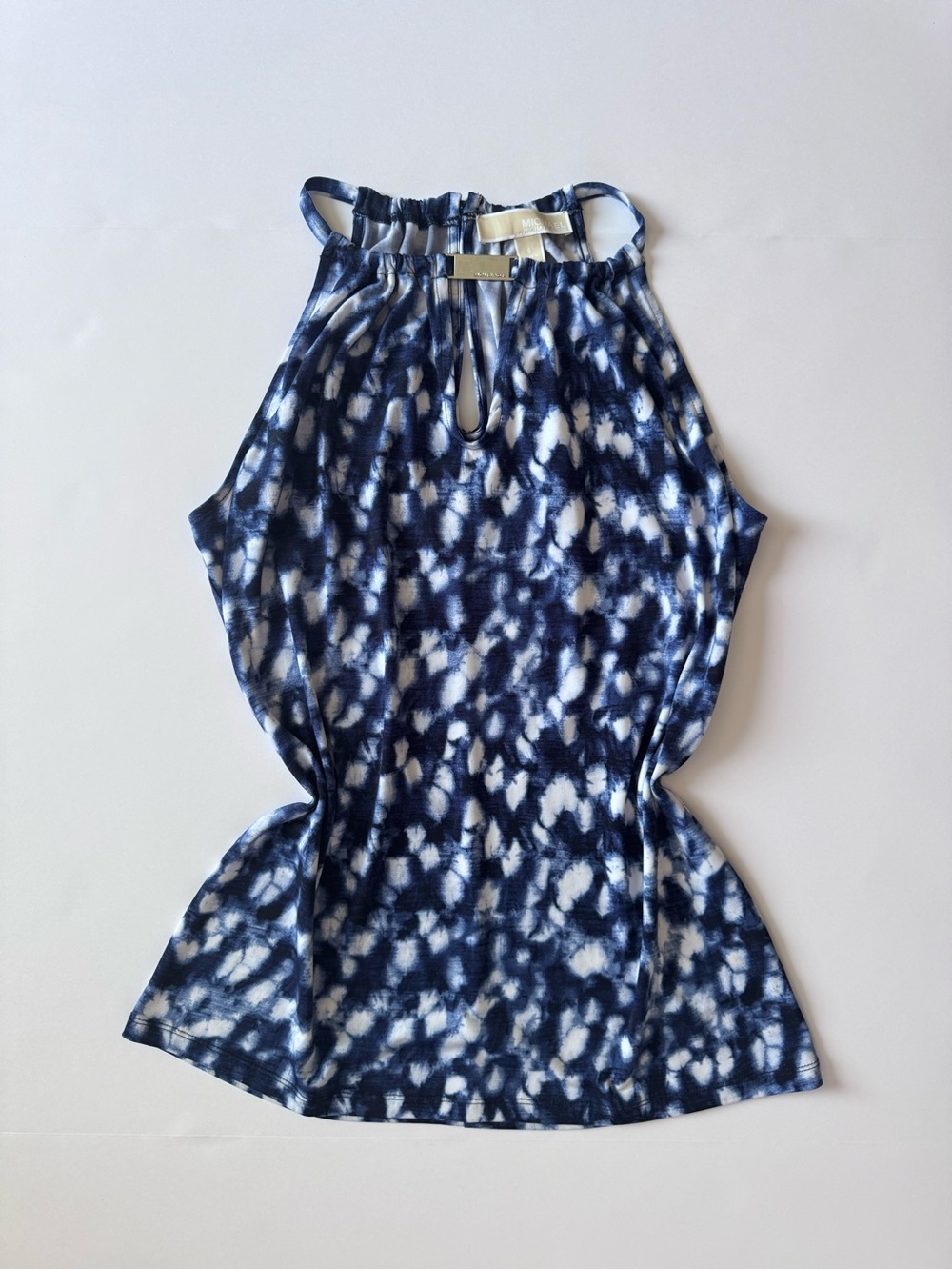 Michael Kors Blue & White Tie-Dye Halter blouse